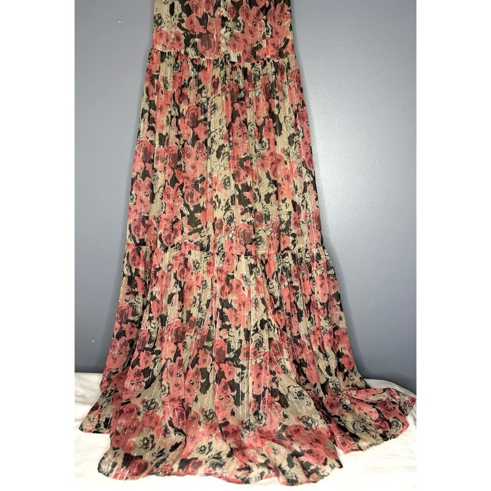 ASTR the Label Eartha Floral Tiered Maxi Dress M Multicolor Taupe Pink Beautiful - Picture 10 of 16